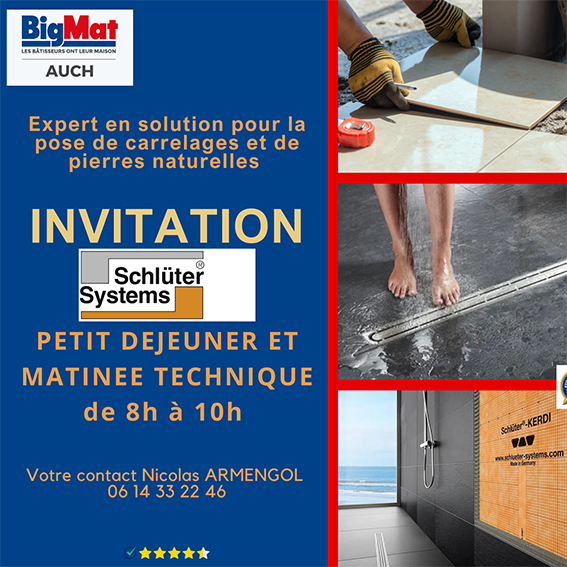 Matinée technique avec les produits Schlüter System chez BigMat Camozzi à Auch le 5 décembre 2024